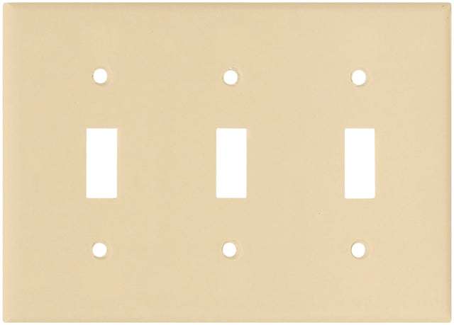 Eaton Wiring Devices 2141V-BOX Wallplate, 4-1/2 in L, 6.37 in W, 3 -Gang, Thermoset, Ivory, High-Gloss