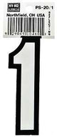 Hy-Ko PS-20/1 Reflective Sign, Character: 1, 3-1/4 in H Character, Black/White Character, Vinyl, Pack of 10
