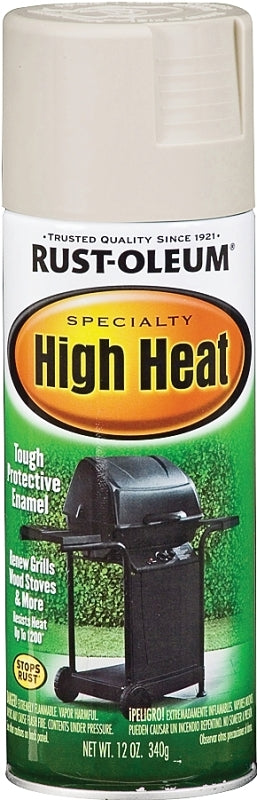 Rust-Oleum 7750830 High-Heat Spray Paint, Satin, Almond, 12 oz Can, Oil