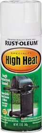 Rust-Oleum 7751830 High-Heat Spray Paint, Satin, White, 12 oz Can, Oil