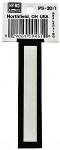 Hy-Ko PS-20/I Reflective Letter, Character: I, 3-1/4 in H Character, Black/White Character, Vinyl, Pack of 10