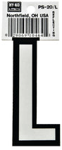Hy-Ko PS-20/L Reflective Letter, Character: L, 3-1/4 in H Character, Black/White Character, Vinyl, Pack of 10