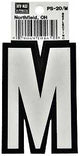 Hy-Ko PS-20/M Reflective Letter, Character: M, 3-1/4 in H Character, Black/White Character, Vinyl, Pack of 10