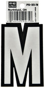 Hy-Ko PS-20/M Reflective Letter, Character: M, 3-1/4 in H Character, Black/White Character, Vinyl, Pack of 10