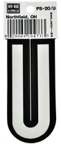 Hy-Ko PS-20/U Reflective Letter, Character: U, 3-1/4 in H Character, Black/White Character, Vinyl, Pack of 10