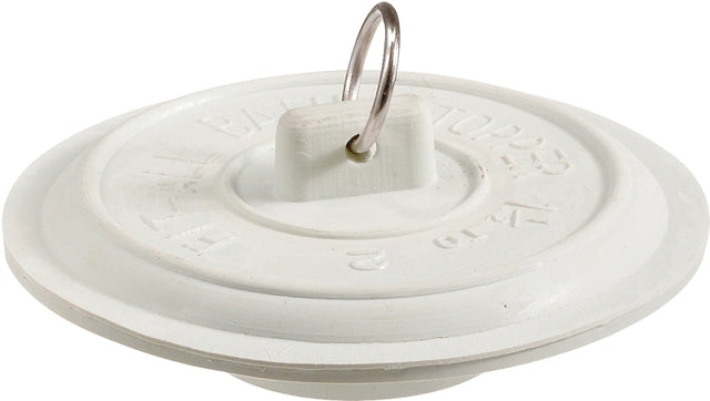 Plumb Pak PP22004 Tub Stopper with Ring, Rubber, White, For: Laundry and Bathtubs with 1-1/2 to 2 in Drain