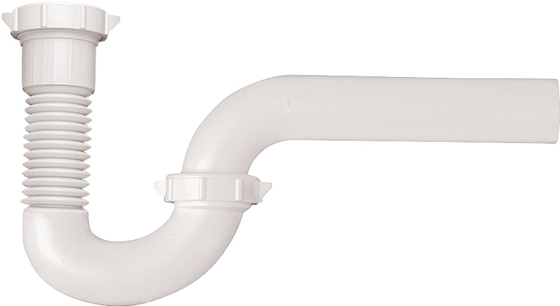 Plumb Pak PP21240 P-Trap, 1-1/2 x 1-1/2, 1-1/2 x 1-1/4 in, Slip, PVC, White