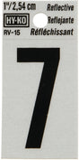 Hy-Ko RV-15/7 Reflective Sign, Character: 7, 1 in H Character, Black Character, Silver Background, Vinyl, Pack of 10
