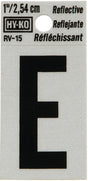 Hy-Ko RV-15/E Reflective Letter, Character: E, 1 in H Character, Black Character, Silver Background, Vinyl, Pack of 10
