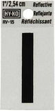 Hy-Ko RV-15/I Reflective Letter, Character: I, 1 in H Character, Black Character, Silver Background, Vinyl, Pack of 10