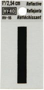 Hy-Ko RV-15/I Reflective Letter, Character: I, 1 in H Character, Black Character, Silver Background, Vinyl, Pack of 10