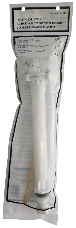 ProSource PMB-171 Toilet Ballcock, Plastic, Anti-Siphon: Yes, For: 12 in or Higher Toilet Tank