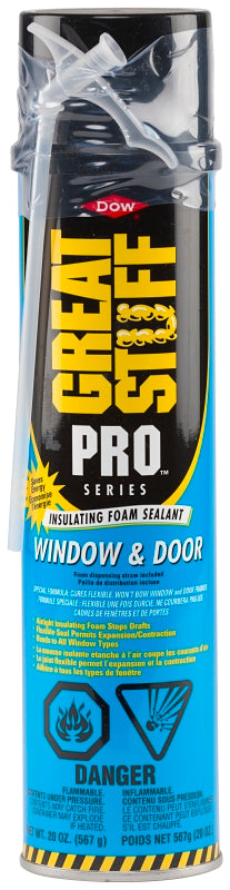 Dow GREAT STUFF PRO 217025 Insulating Foam Sealant, Yellow, 40 to 100 deg F, 20 oz Can