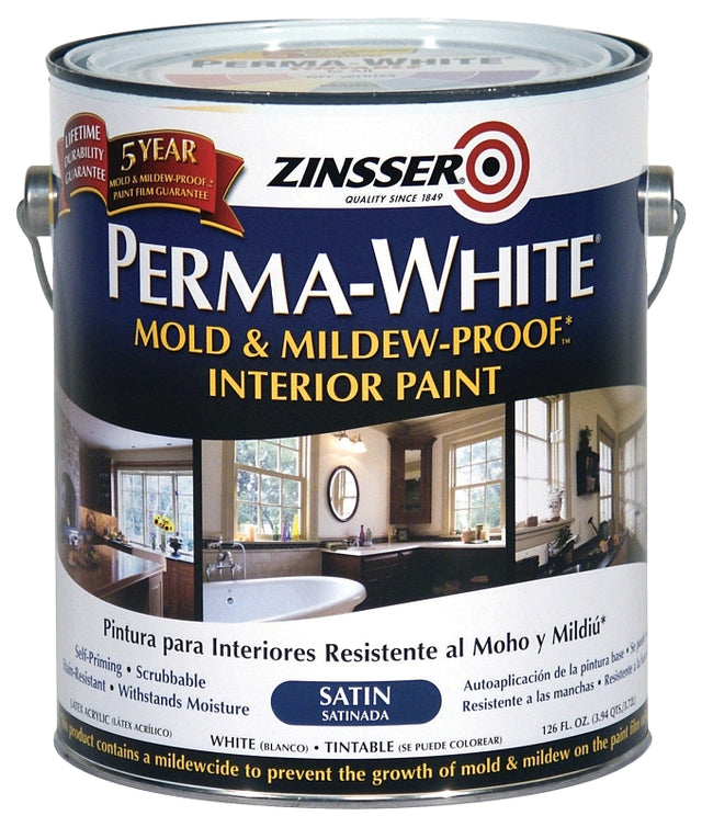 Zinsser 02711 Kitchen and Bath Paint, Satin, White, 1 gal Can, Water, Pack of 2