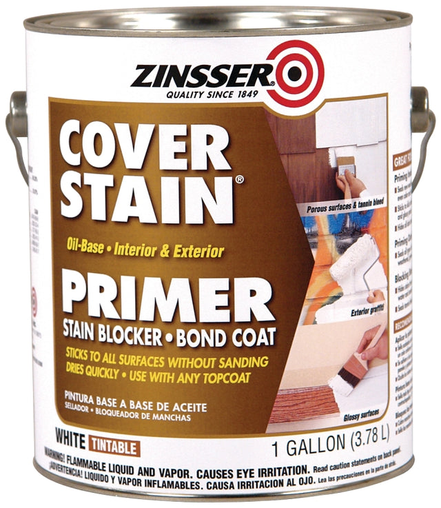 Zinsser 03501 Exterior Primer, Flat/Matte, White, 1 gal, Pack of 4