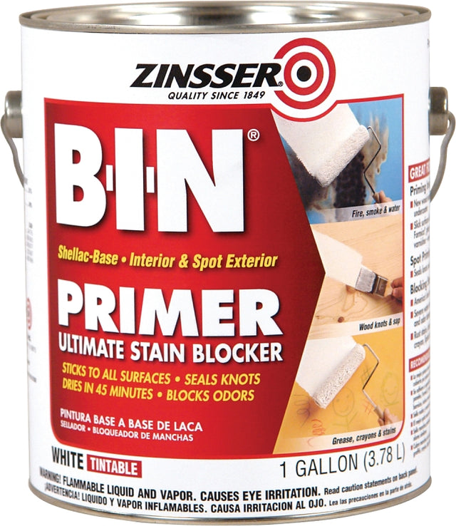 Zinsser 00901 Interior/Exterior Primer, White, 1 gal, Pack of 2