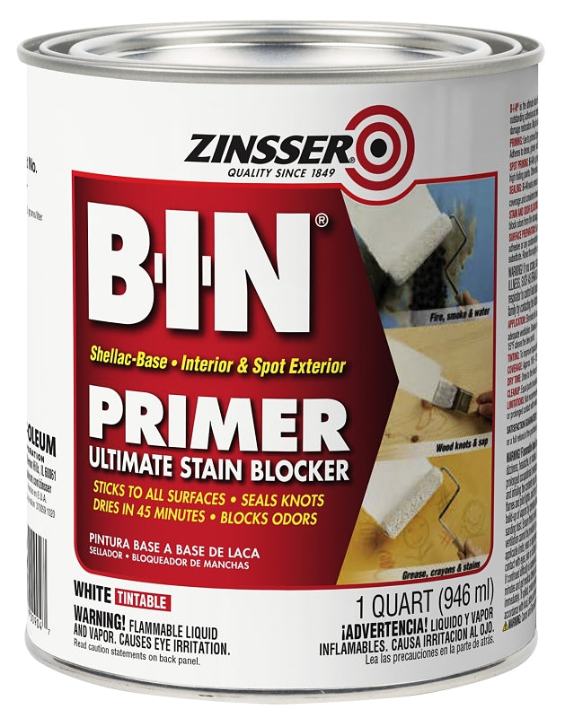 Zinsser 00904 Interior/Exterior Primer, White, 1 qt