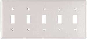 Eaton Wiring Devices 2155W-BOX Wallplate, 4-1/2 in L, 10 in W, 5 -Gang, Thermoset, White