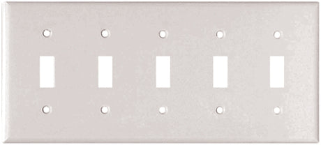 Eaton Wiring Devices 2155W-BOX Wallplate, 4-1/2 in L, 10 in W, 5 -Gang, Thermoset, White