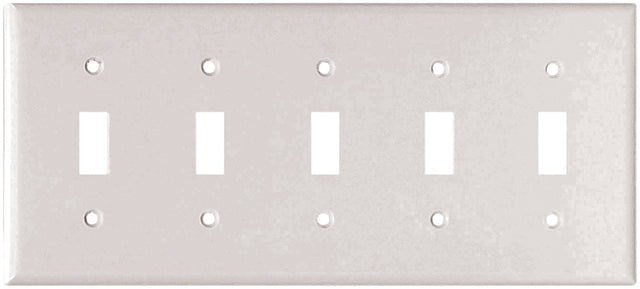Eaton Wiring Devices 2155W-BOX Wallplate, 4-1/2 in L, 10 in W, 5 -Gang, Thermoset, White