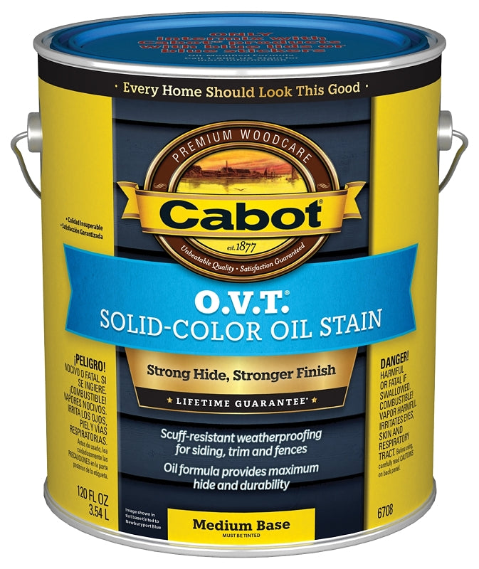 Cabot O.V.T. 140.0006708.007 Oil Stain, Flat, Medium Base, Liquid, 1 gal, Pack of 4