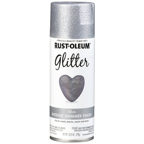 Rust-Oleum 301814 Glitter Paint, Flat/Matte, Silver, 10.25 oz, Aerosol Can