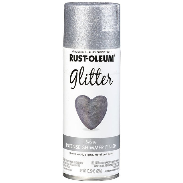Rust-Oleum 301814 Glitter Paint, Flat/Matte, Silver, 10.25 oz, Aerosol Can