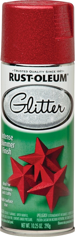 Rust-Oleum 268045 Glitter Spray Paint, Shimmer, Red, 10.25 oz Can