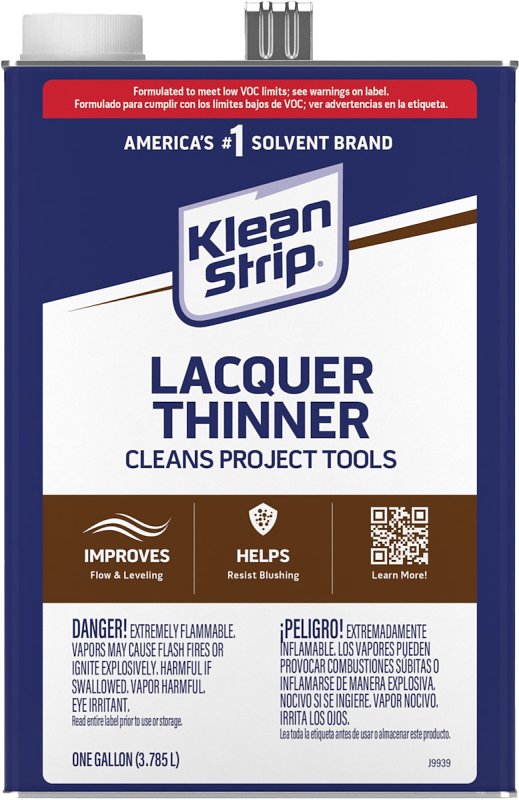 Klean Strip QML170SC Lacquer Thinner, Liquid, Characteristic Ketone, Clear, 1 qt Can, Pack of 6