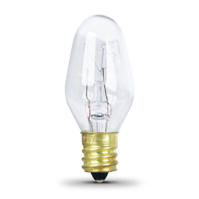 Feit Electric BP4C7/4/CAN Incandescent Bulb, Clear Lamp, 7/8 in D x 2-1/8 in H Dimensions, 4 W, C7 Lamp, Pack of 6