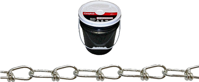 Campbell 075-2023N Double Loop Chain, #2/0, 350 ft L, 255 lb Working Load, Carbon Steel, Zinc