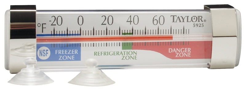 Taylor 5925N Fridge/Freezer Thermometer, -20 to 80 deg F, Analog Display, White