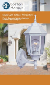 Boston Harbor BRT-BPP1611-WH3L Outdoor Lantern, 120 V, 60 W, CFL Lamp, Aluminum Fixture, White
