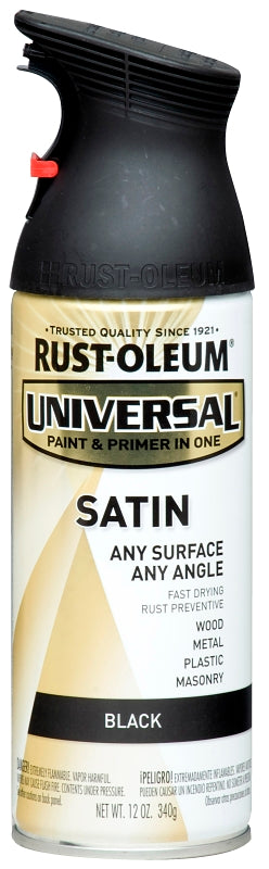 Rust-Oleum 245197 All-Surface Enamel Spray Paint, Satin, Black, 12 oz Can