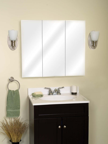 Zenith M48 Medicine Cabinet, 48 in OAW, 4-1/4 in OAD, 29-13/16 in OAH, Wood, White, 6-Shelf