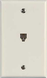 Zenith TW1001SW Telephone Wallplate, 4-1/2 in L, 2-3/4 in W, 1 -Gang, White