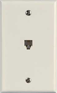 Zenith TW1001SW Telephone Wallplate, 4-1/2 in L, 2-3/4 in W, 1 -Gang, White