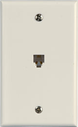 Zenith TW1001SW Telephone Wallplate, 4-1/2 in L, 2-3/4 in W, 1 -Gang, White