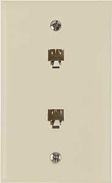 Zenith TW1002DW Telephone Wallplate, 4-1/2 in L, 2-3/4 in W, 2 -Gang, White