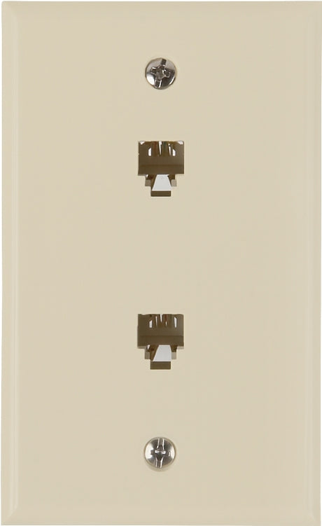 Zenith TW1002DW Telephone Wallplate, 4-1/2 in L, 2-3/4 in W, 2 -Gang, White