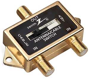 Zenith VR1001SW2W Switch Coax Splitter, 2 Video Input, 1 Video Output