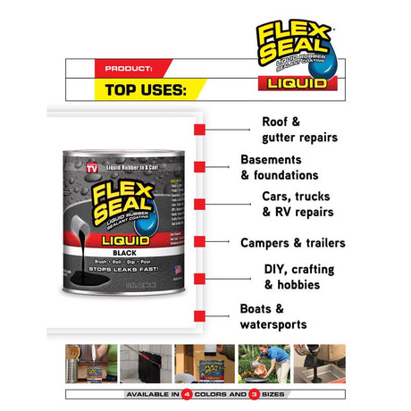 Flex Seal Family of Products Flex Seal Black Liquid Rubber Sealant Coating 128 fl. oz., Pack of 2
