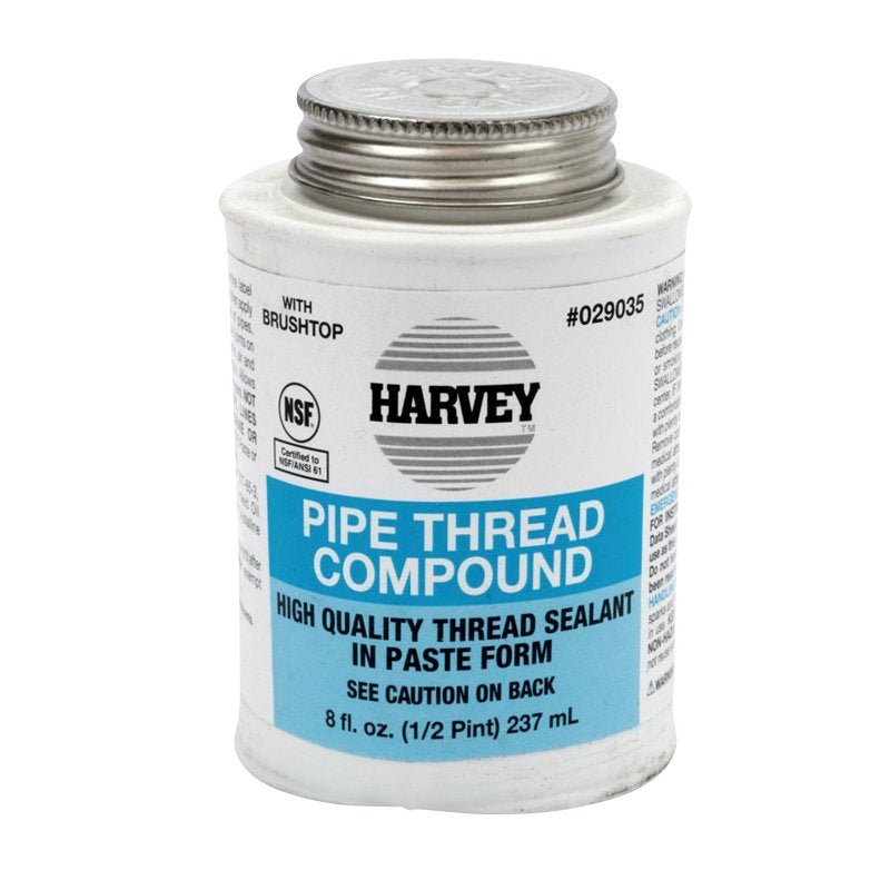 Harvey 29035 Pipe Thread Compound, 8 fl-oz Jar, Paste, Gray