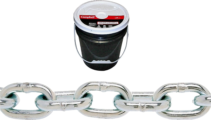 Campbell 014-0423 Proof Coil Chain, 1/4 in, 141 ft L, 30 Grade, Steel, Zinc