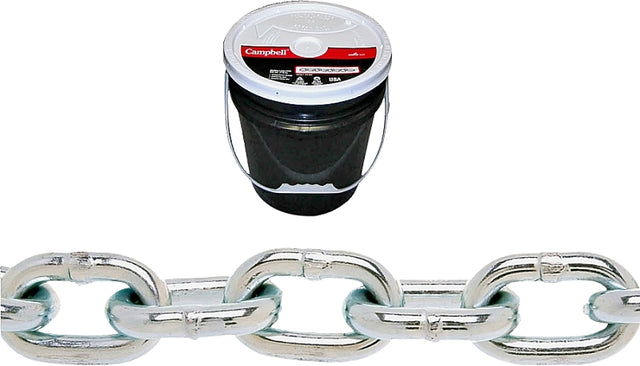 Campbell 014-0423 Proof Coil Chain, 1/4 in, 141 ft L, 30 Grade, Steel, Zinc