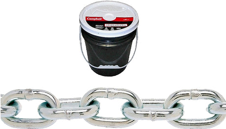 Campbell 014-0623 Proof Coil Chain, 3/8 in, 63 ft L, 30 Grade, Steel, Zinc