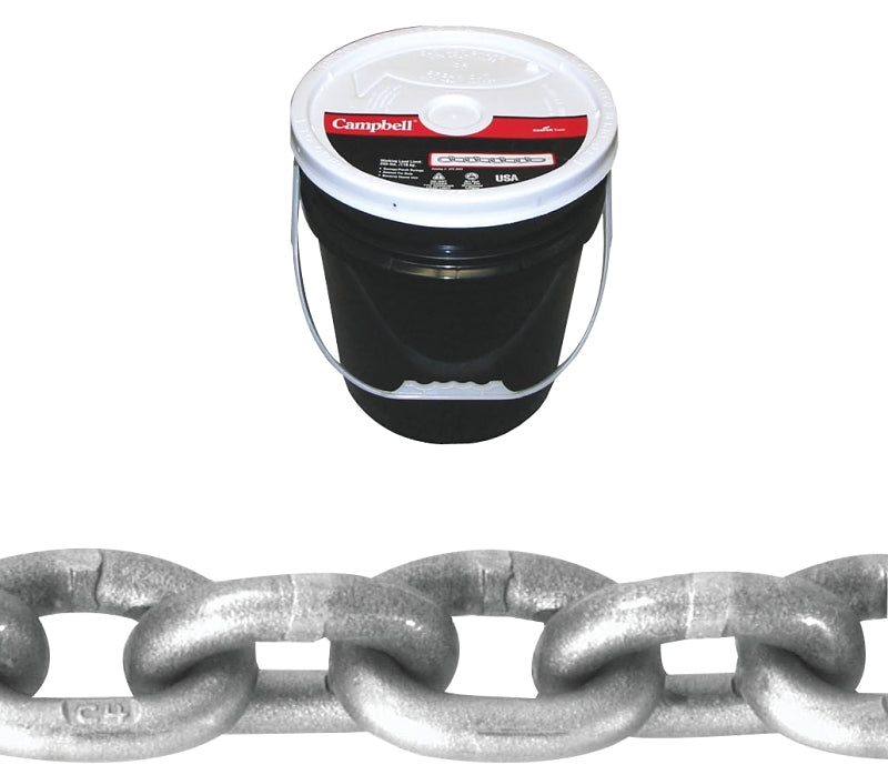 Campbell 0181523 High-Test Chain, 5/16 in, 100 ft L, 3900 lb Working Load, 43 Grade, Carbon Steel, Zinc