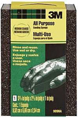 3M 909 Sanding Sponge, 3-3/4 in L, 2-5/8 in W, Coarse, Medium, Aluminum Oxide Abrasive