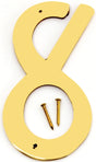 Hy-Ko BR-40/8 House Number, Character: 8, 4 in H Character, 2-1/2 in W Character, Brass Character, Brass