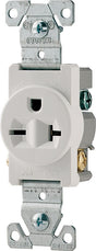 Eaton Wiring Devices 1876W-BOX Single Receptacle, 2 -Pole, 250 V, 20 A, Side Wiring, NEMA: NEMA 6-20R, White